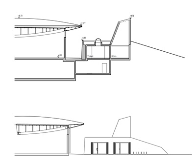 Skulpturenhalle, outbuilding, cross section